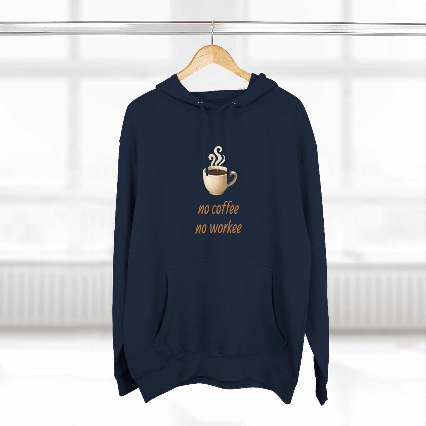 Fleece Hoodie: with 'no coffee no workee' Design, Coffee Lover Gift, Cozy Sweatshirt, Coffee Addict Shirt, Sarcastic