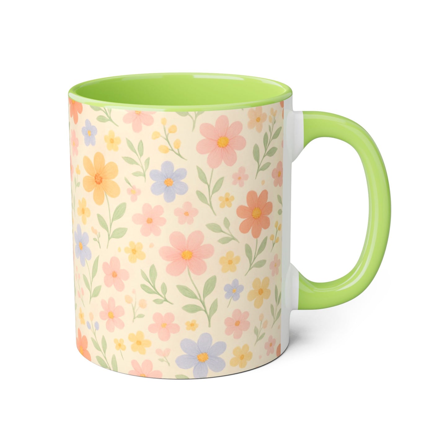 Dainty Floral Accent Mug, Elegant Flower Coffee Cup, Tea Mug, Floral Kitchen Decor, Gift for Her, Botanical Mug