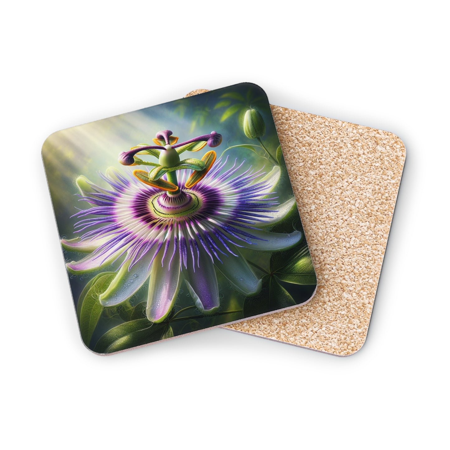 Passionflower Coasters Set, Flower Coasters, Floral Decor, Botanical Coasters, Coffee Table Accessories, Housewarming Gift