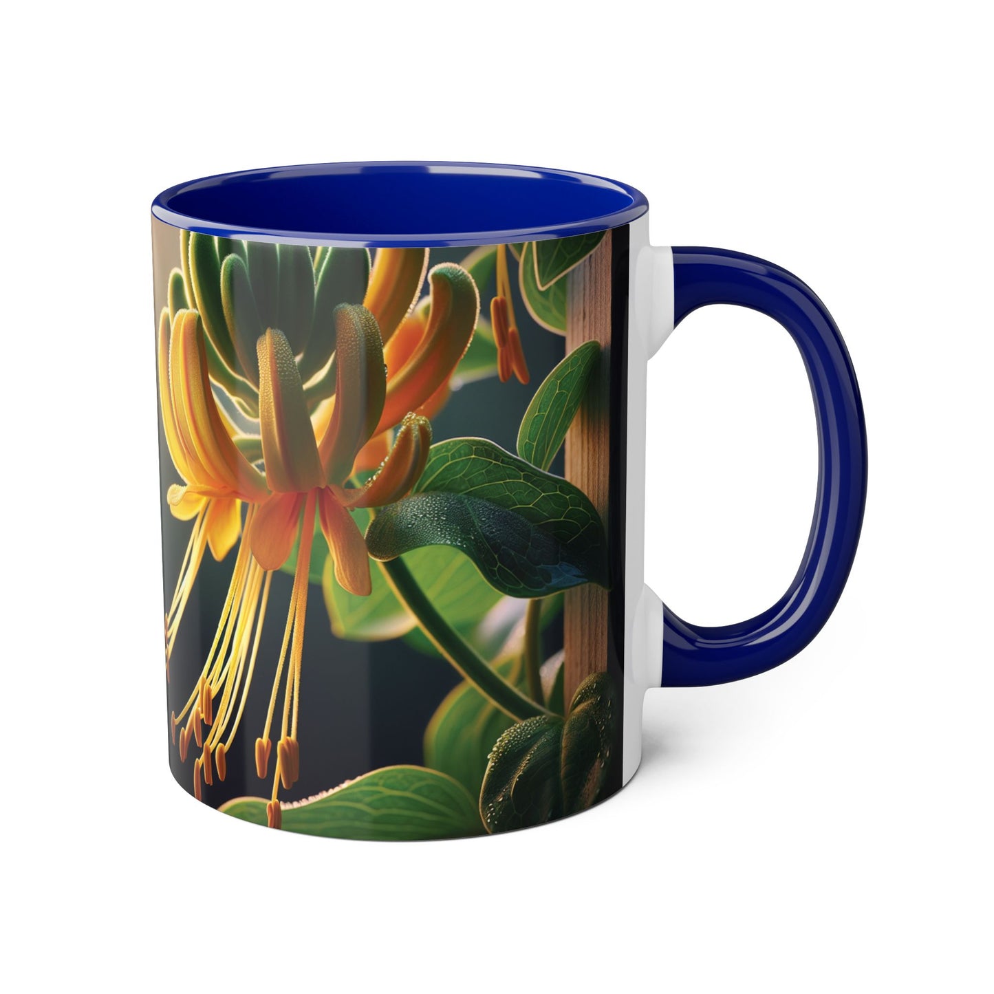 Honeysuckle Accent Mug, Floral Coffee Cup for Garden Lovers, Botanical Tea Mug Decor, Gift for Nature Enthusiasts, Mother's Day Present,