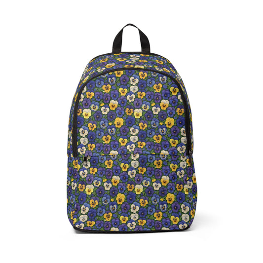 Fabric Backpack with Vibrant Pansy Design