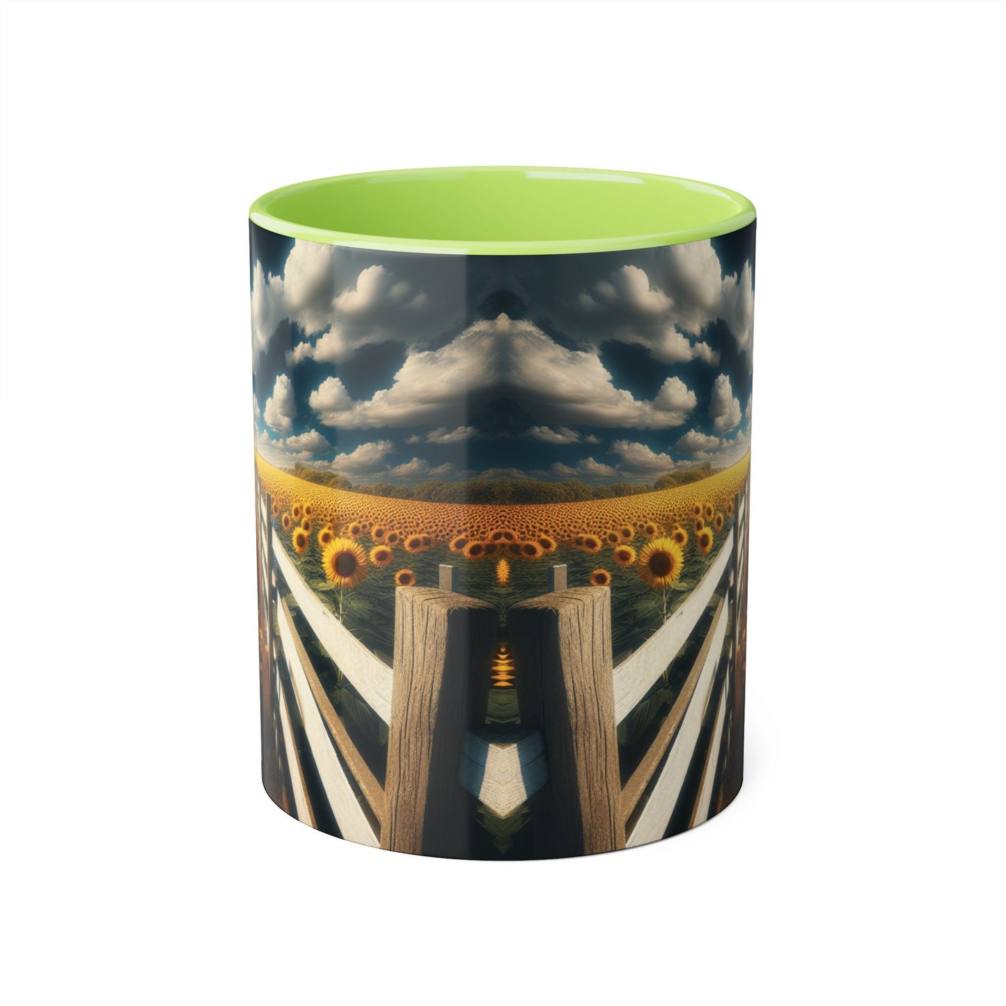 Sunflower Field Accent Mug - 11oz Windmill Design for Nature Lovers