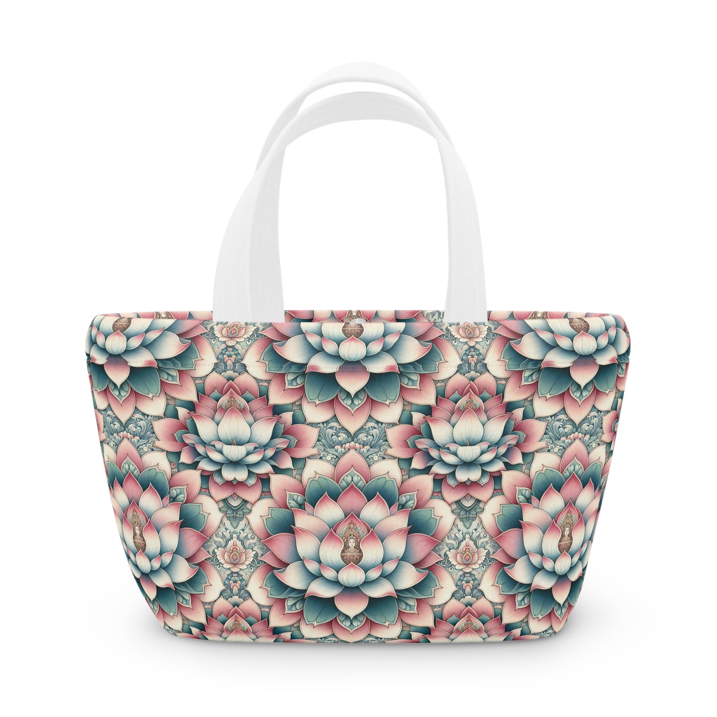 Lunch Bag - Lotus Flower Pattern Insulated Tote for Nature Lovers
