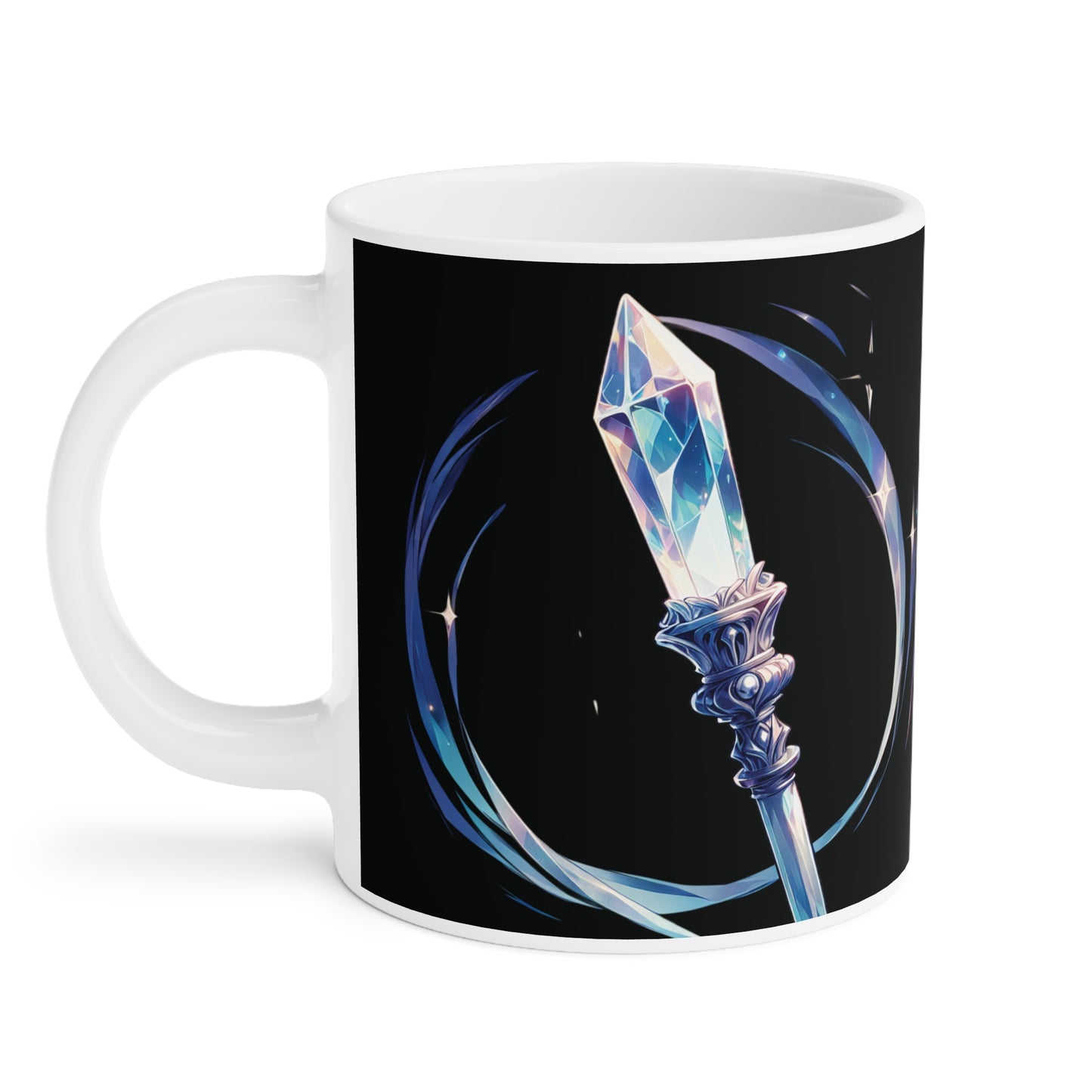 Crystal Wand Ceramic Mug - 11oz, Unique Gift for Spiritualists, Manifestation Enthusiasts, Inspirational Coffee Cup