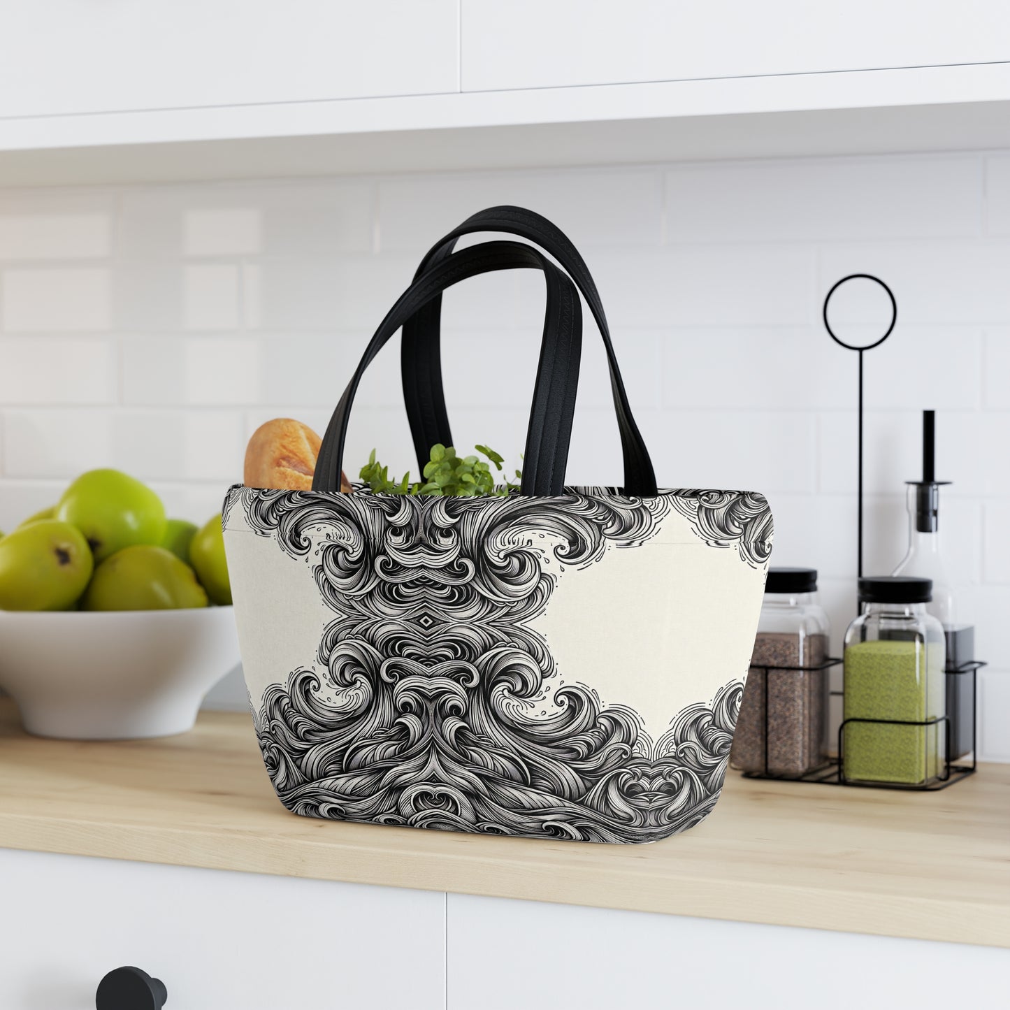 Lunch Bag - Monochrome Energy Waves