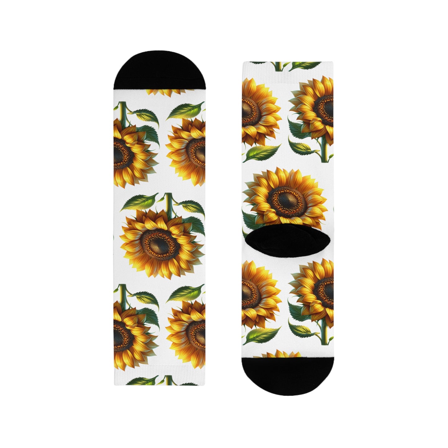 Sunflower Crew Socks, Floral Garden Footwear, Nature Lover Gift, Botanical Print Stockings, Plant Lover Apparel