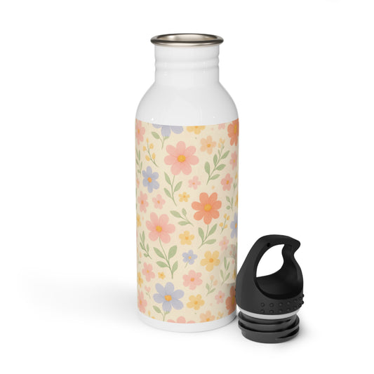 Stainless Steel Water Bottle - Dainty Floral Design, Flower Pattern Travel Flask, Cute Insulated Drinkware, Eco-Friendly Reusable Canteen,