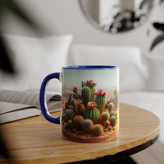 Cactus Accent Mug, Desert Succulent Coffee Cup, Southwest Plant Tea Mug, Botanical Kitchen Decor, Boho Office Gift, Nature Lover Present