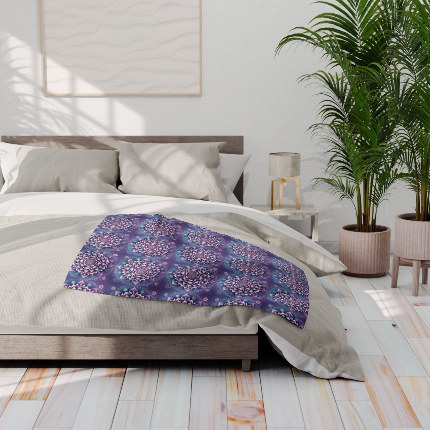 Fleece Blanket with Crown Chakra Design