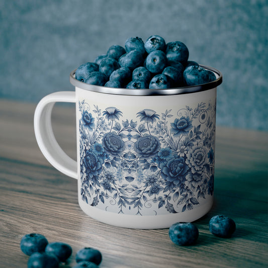 Camping  Mug - Blue Floral Design