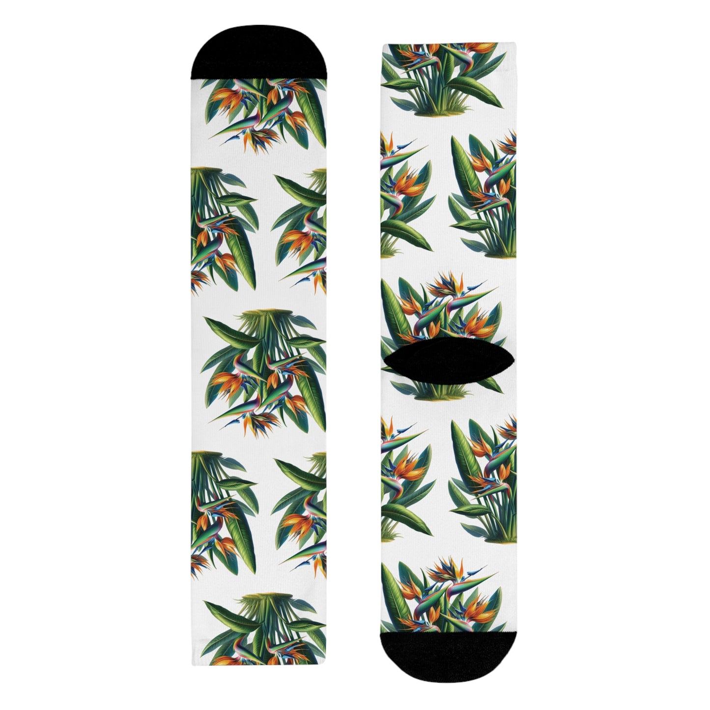 Tropical Bird of Paradise Plant Design Crew Socks, Floral Socks, Nature Lover Gift, Botanical Print Accessory, Unique Garden Gift,