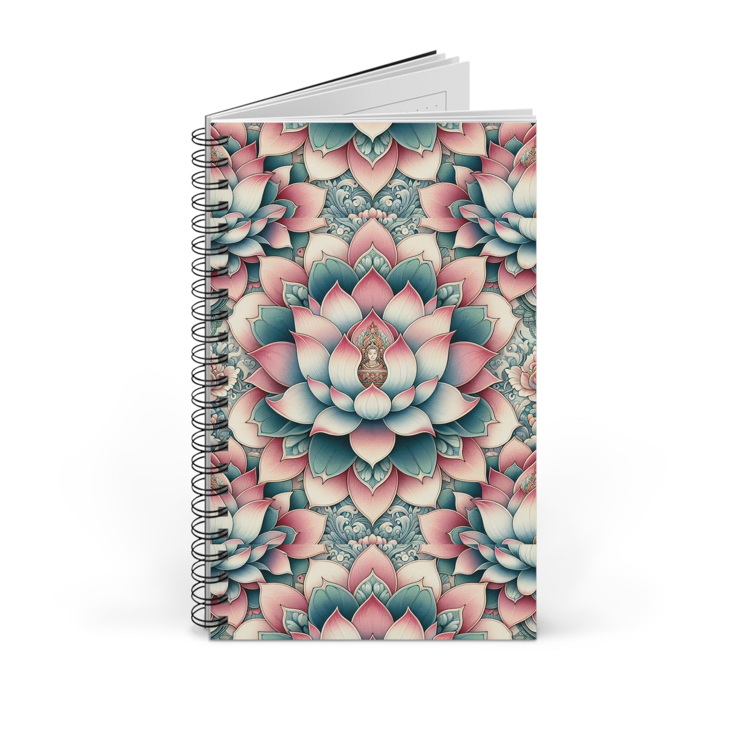 Lotus Flower Spiral Journal, Floral Notebook, Zen Planner, Meditation Diary, Boho Sketchbook, Mindfulness Journal, Gratitude Log