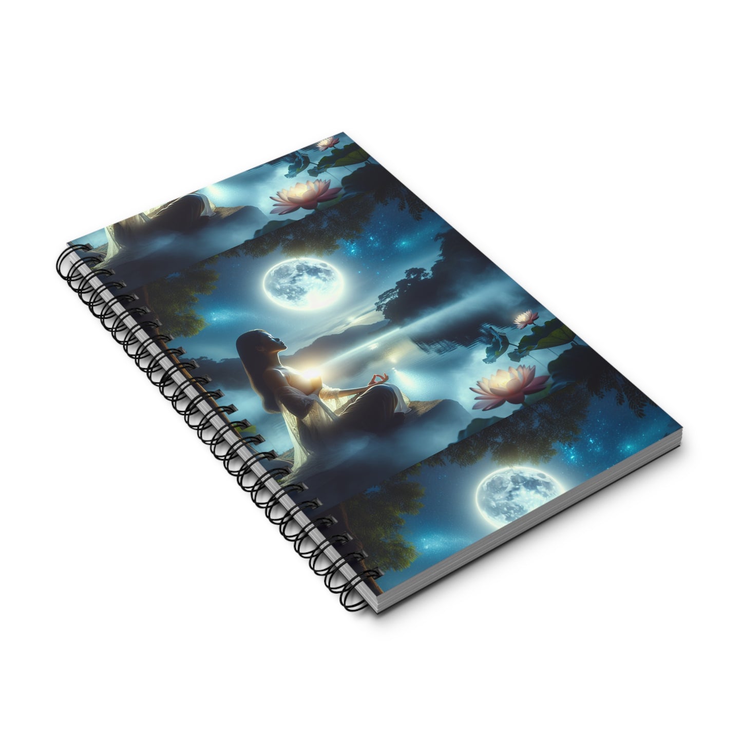 Spiral Journal, Serene Moonlight Notebook, Moon Phase Diary, Celestial Writing Journal, Lunar Sketchbook, Night Sky Planner, Moonlit Bullet