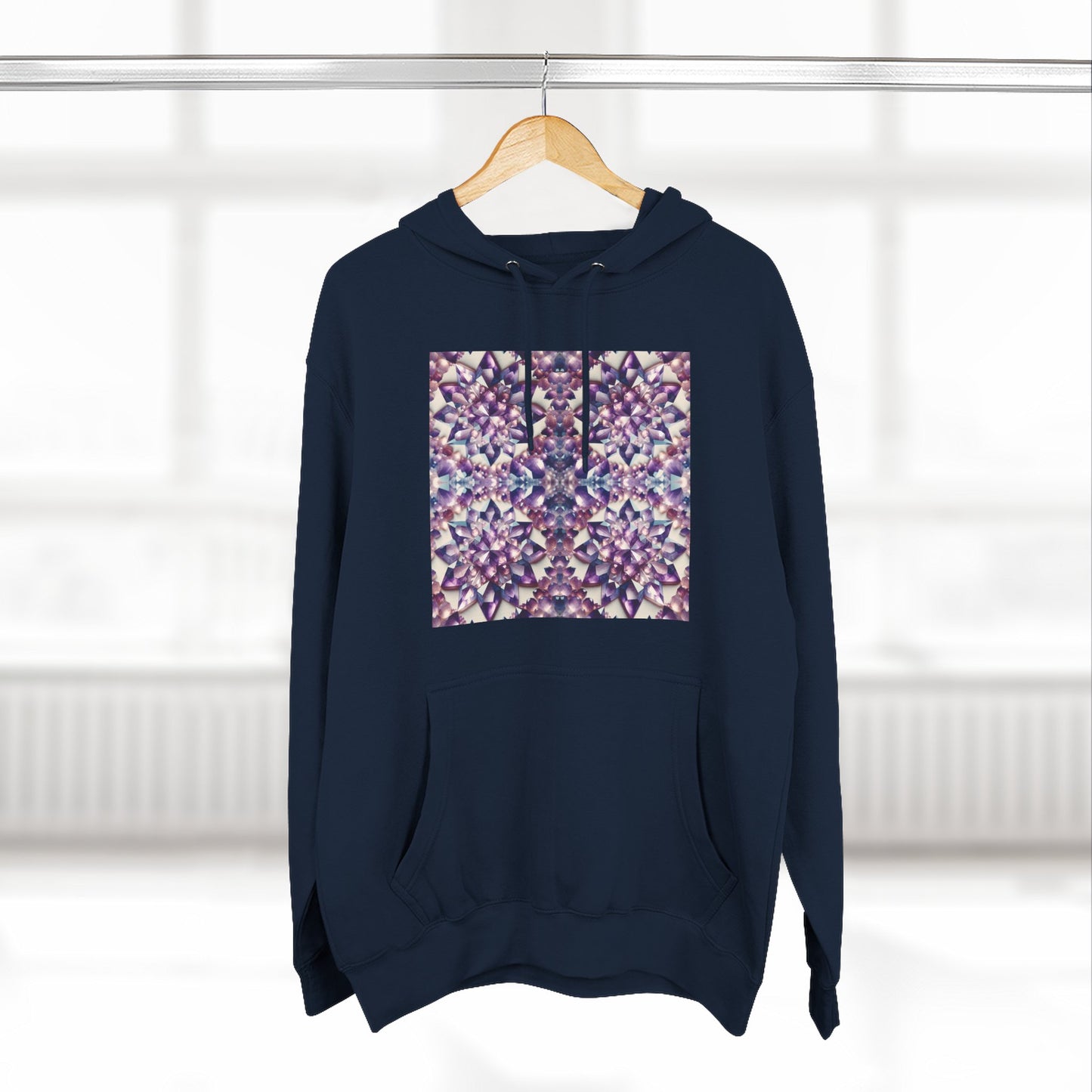Fleece Hoodie - Amethyst Crystal Floral Design
