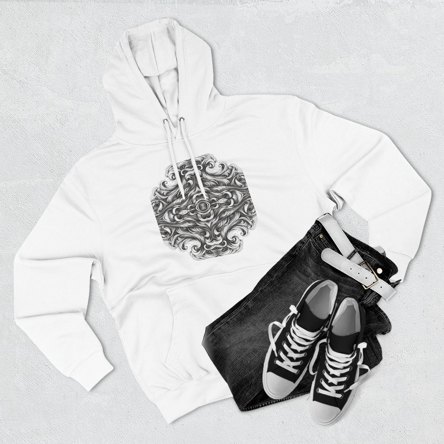 Fleece Hoodie - Monochrome Energy Design