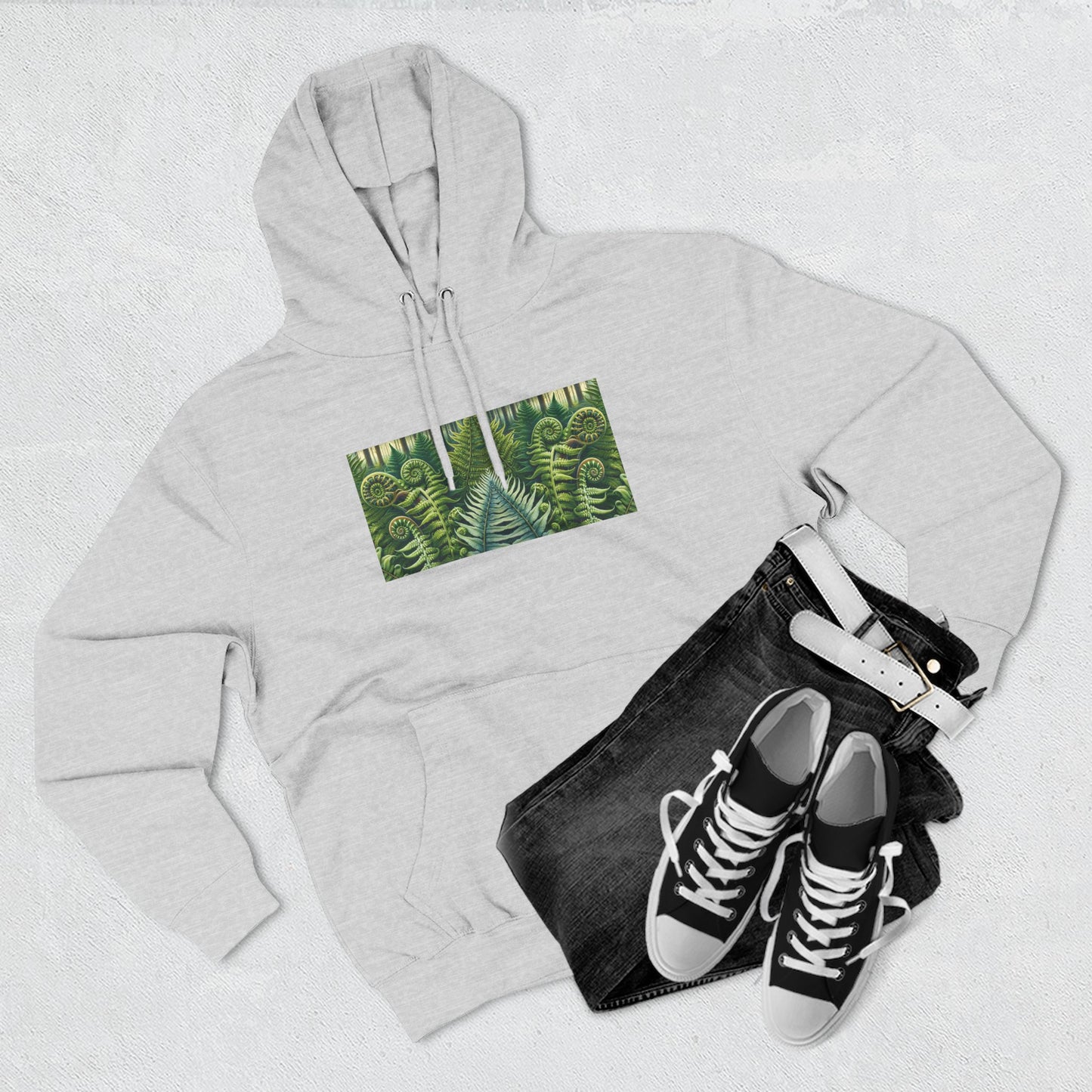 Nature-Inspired Three-Panel Fleece Hoodie for Outdoor Enthusiasts
