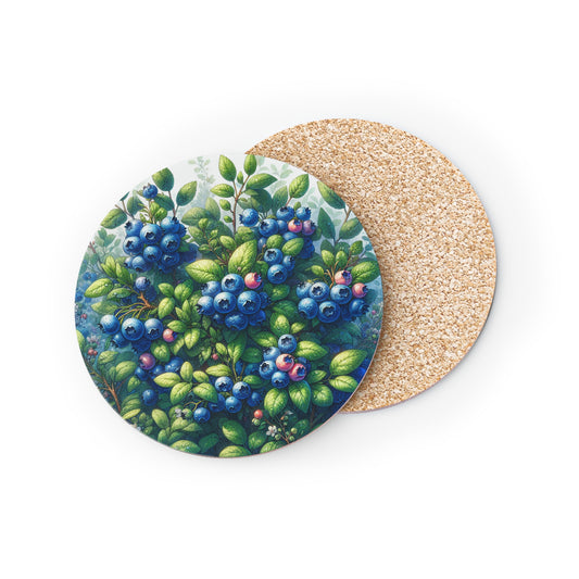 Blueberries Coasters - Set of 4 Drink Coasters, Fruit Design Home Decor, Kitchen Accessories, Housewarming Gift, Holiday Table Decor