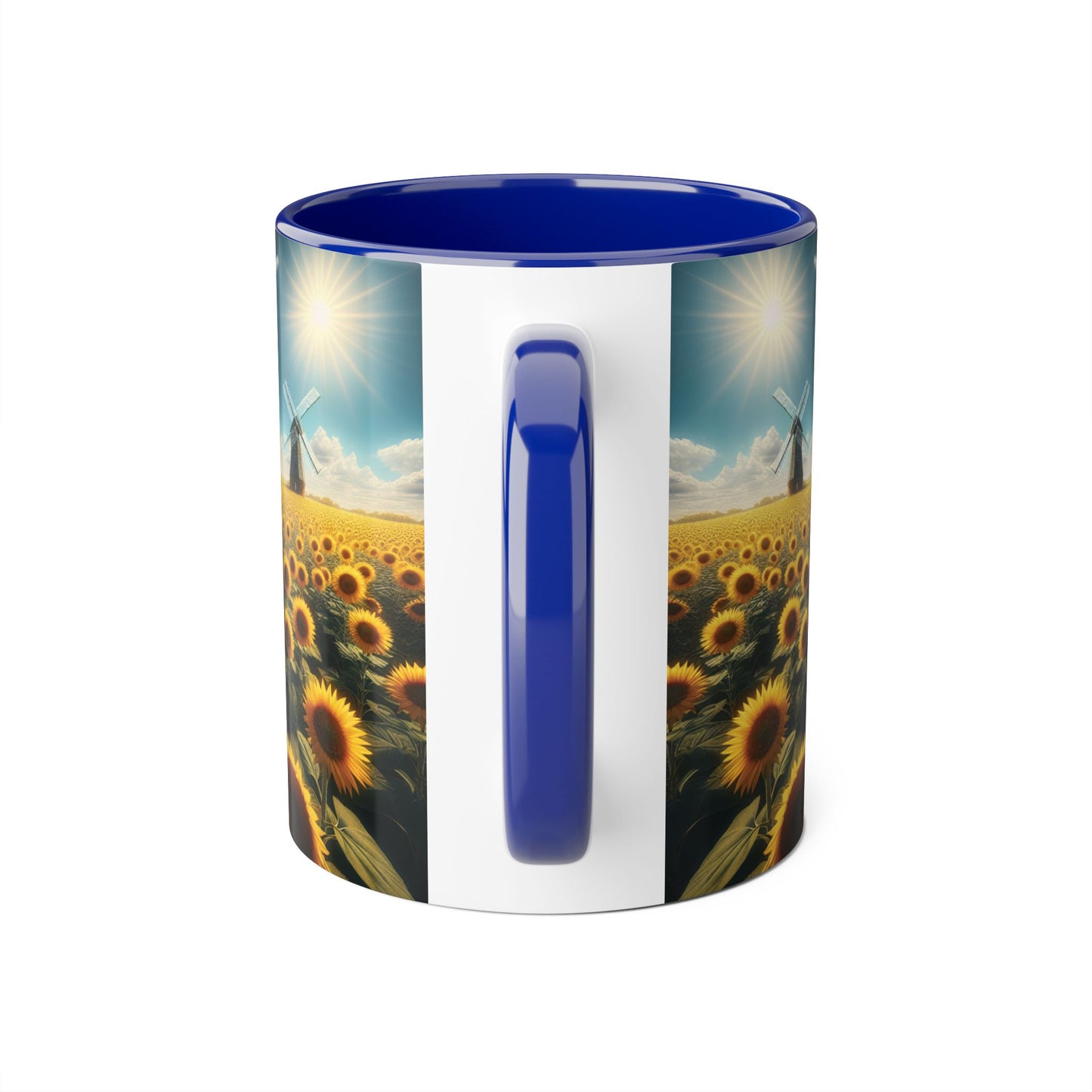 Sunflower Field Accent Mug - 11oz Windmill Design for Nature Lovers