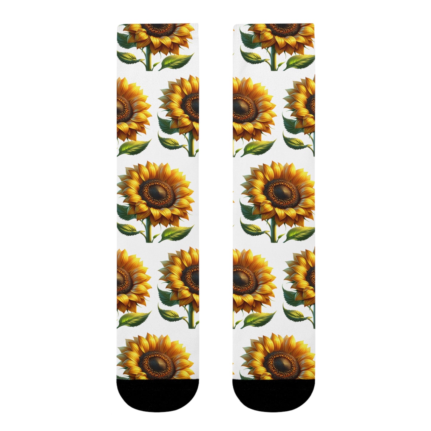 Sunflower Crew Socks, Floral Garden Footwear, Nature Lover Gift, Botanical Print Stockings, Plant Lover Apparel