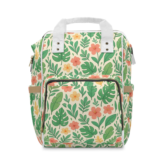 Diaper Backpack, Tropical Leaf Pattern Diaper Bag, Mommy Bag, Large Capacity Backpack, Baby Shower Gift, Gender Neutral Bag