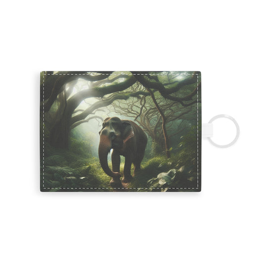 Leather Card Holder, Elephant Design, Animal Lover Gift, Safari Theme, Vegan Friendly Wallet, Minimalist Card Case