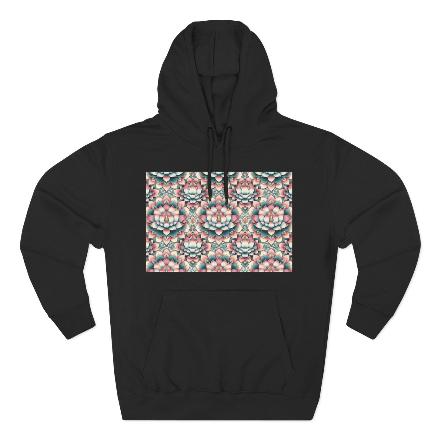 Fleece Hoodie with Lotus Flower Design