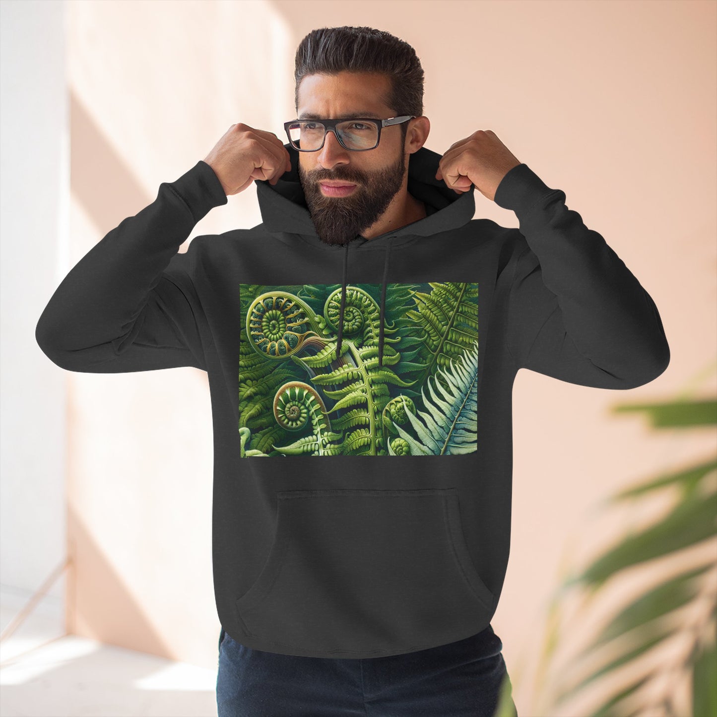 Nature-Inspired Three-Panel Fleece Hoodie for Outdoor Enthusiasts