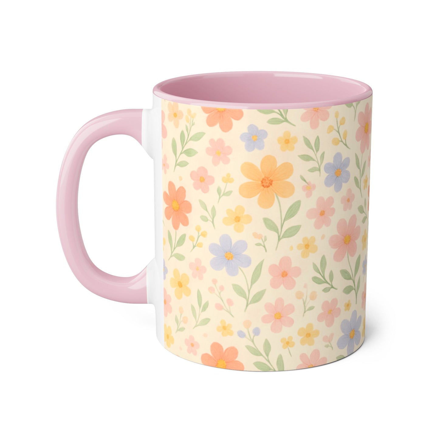 Dainty Floral Accent Mug, Elegant Flower Coffee Cup, Tea Mug, Floral Kitchen Decor, Gift for Her, Botanical Mug