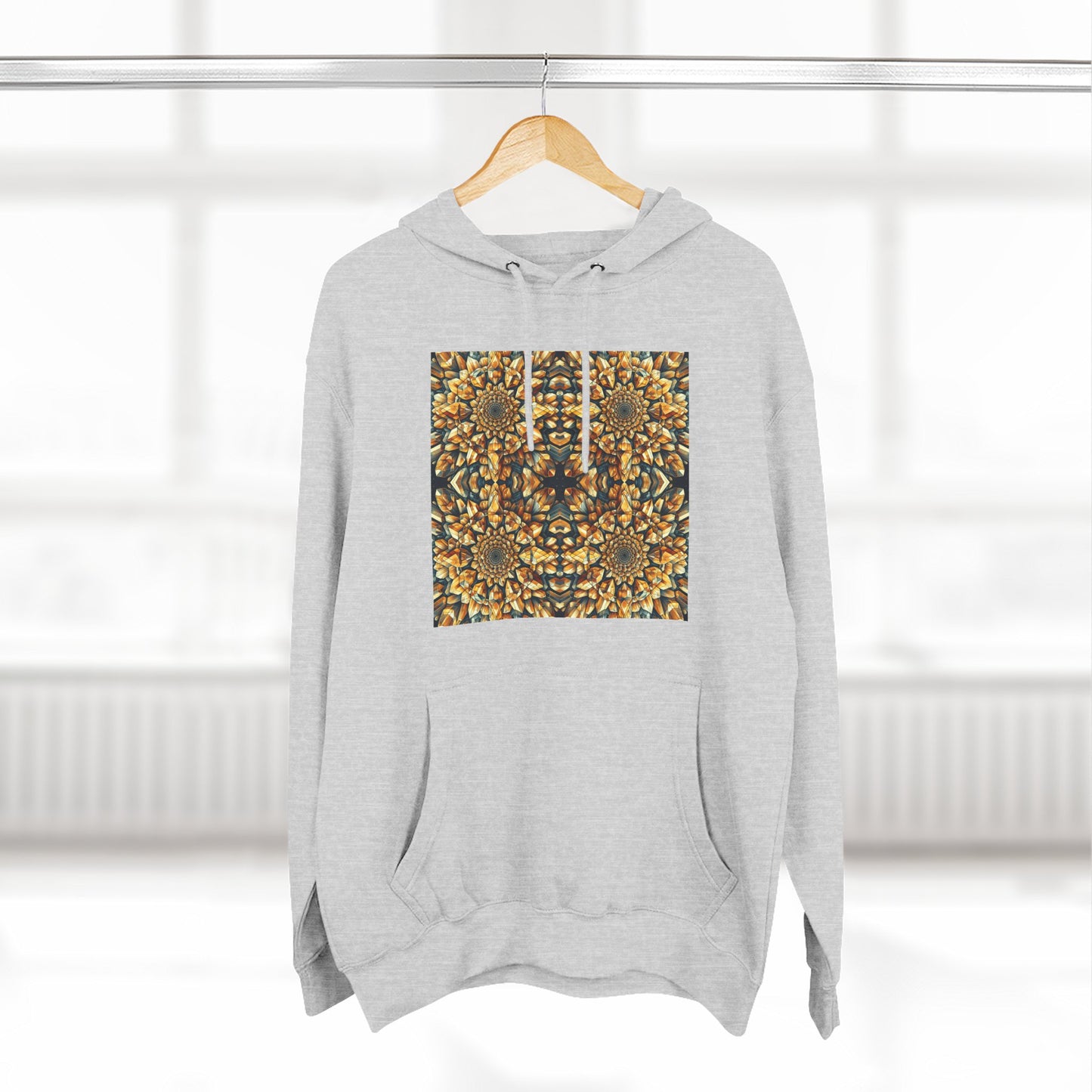 Fleece Hoodie - Citrine Geometric Design