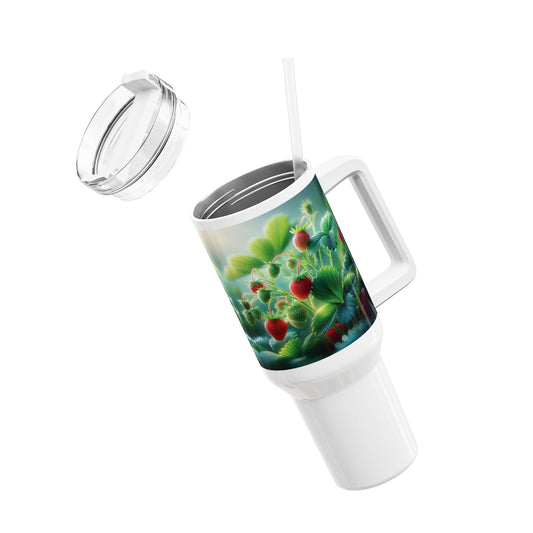 40oz Tumbler - Strawberry Plants Design