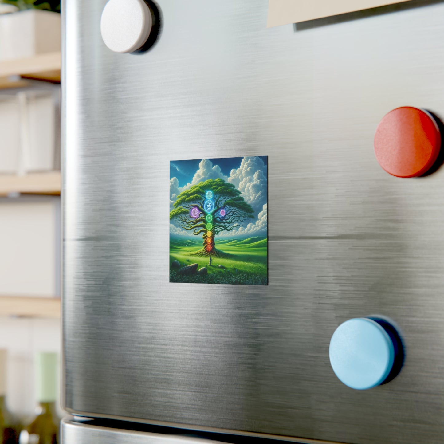 Chakra Tree Magnet, Spiritual Energy Fridge Decor, Meditation Gift, Yoga Studio Decoration, Healing Crystals, New Age Kitchen Accessory