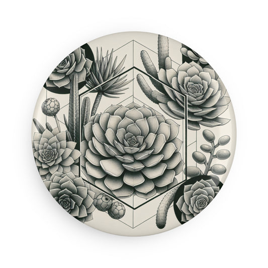 Succulent Garden Button Magnet Set - Round Decorative Magnets (1 & 10 pcs)