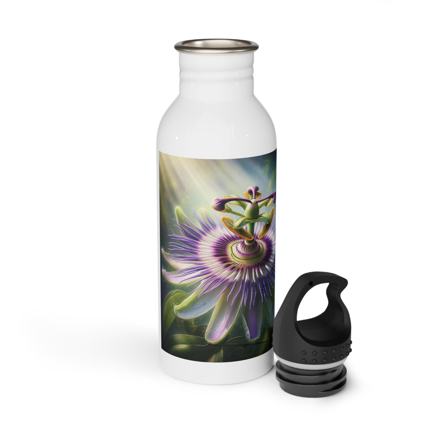 Stainless Steel Water Bottle - Passionflower Bloom Design, Floral Water Bottle, Botanical Drinkware, Nature Lover Gift