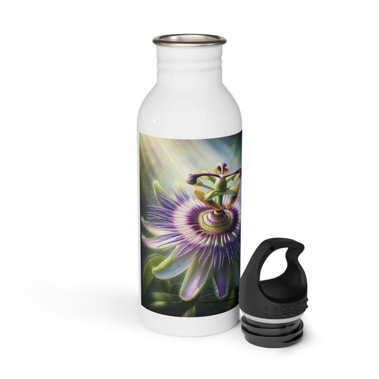Stainless Steel Water Bottle - Passionflower Bloom Design, Floral Water Bottle, Botanical Drinkware, Nature Lover Gift