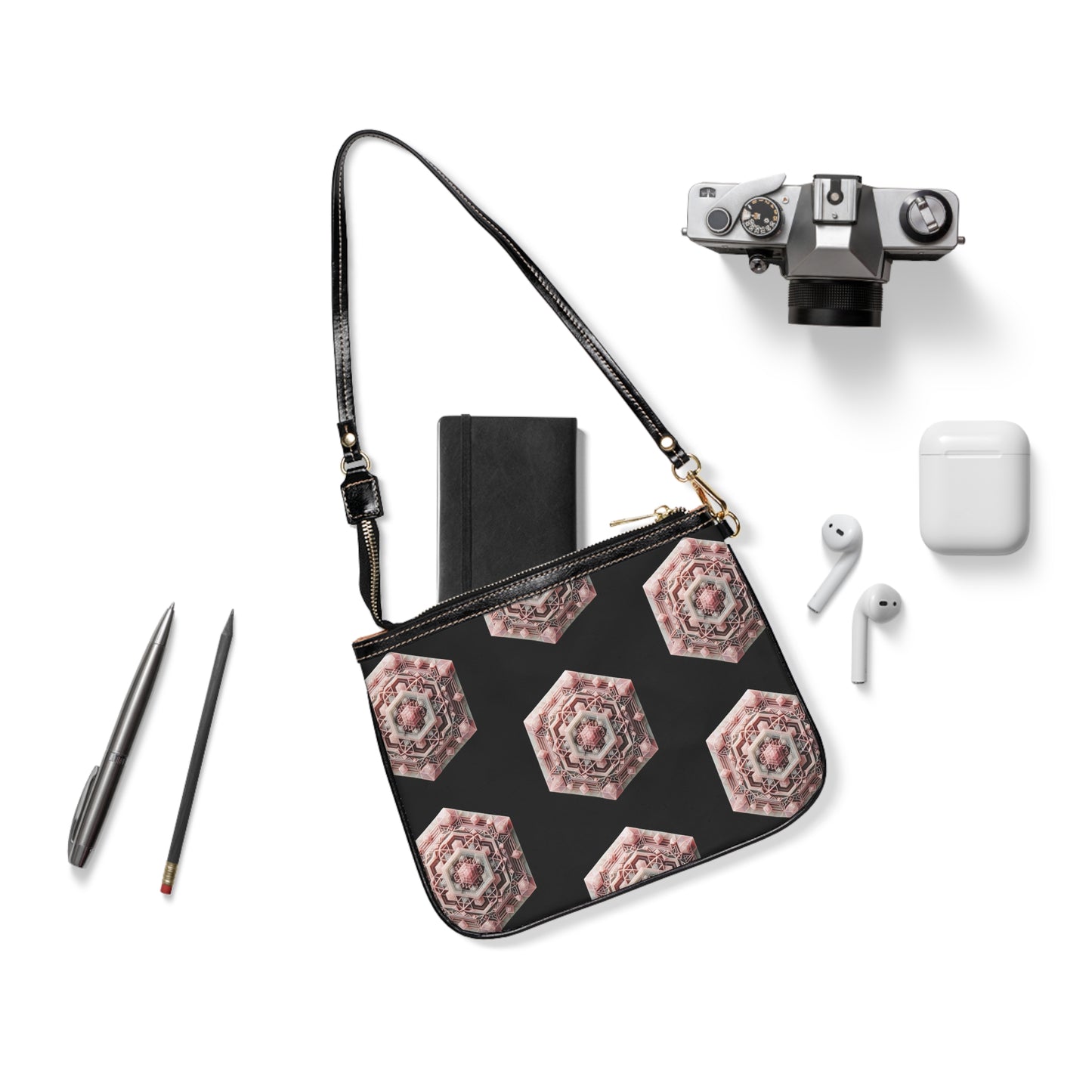Rose Quartz Geometric Design Small Shoulder Bag