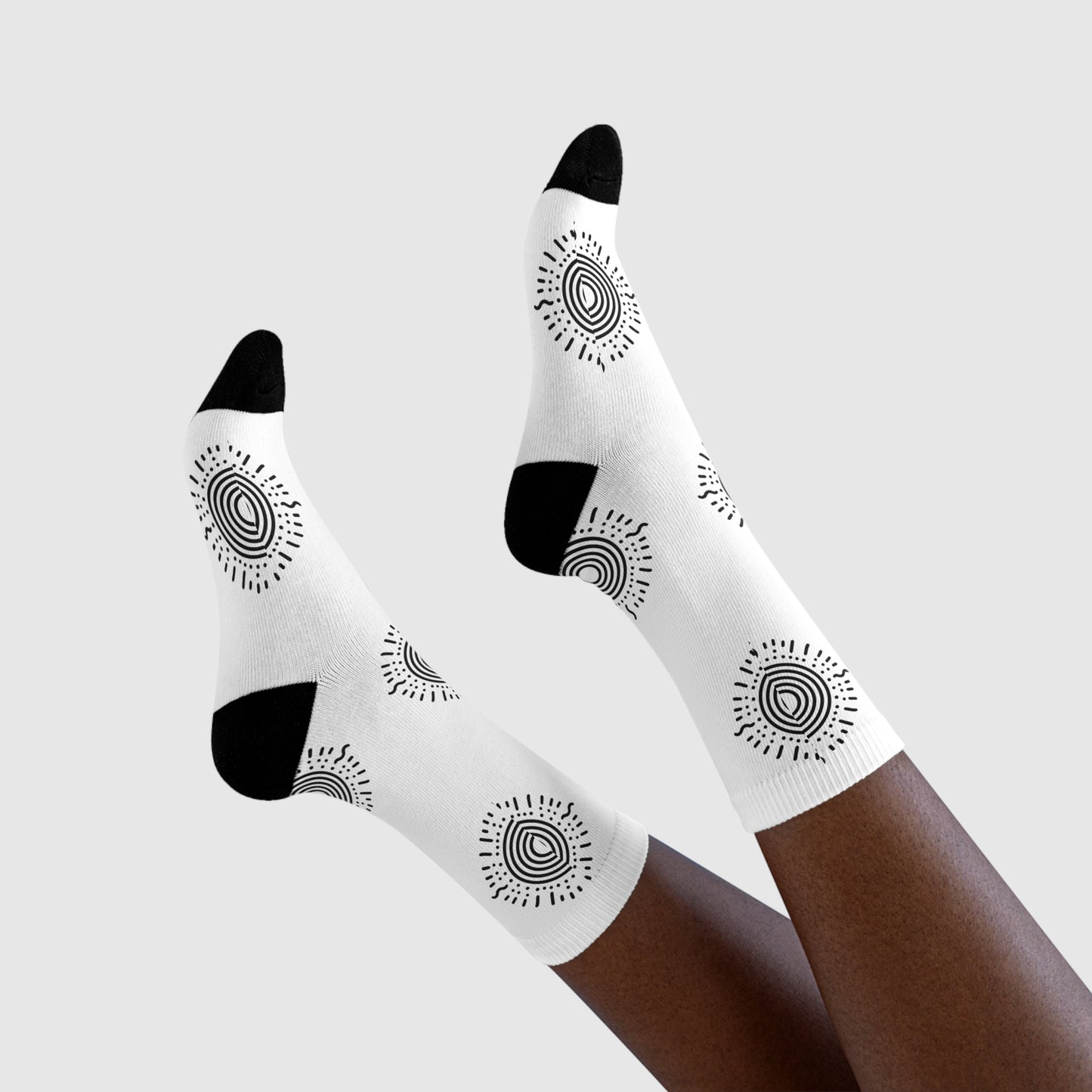 Sun Minimalist Sublimation Crew Socks, Footwear, Accessories, Gift, Trendy, Cute, Fashion, Bright, Colorful, Casual