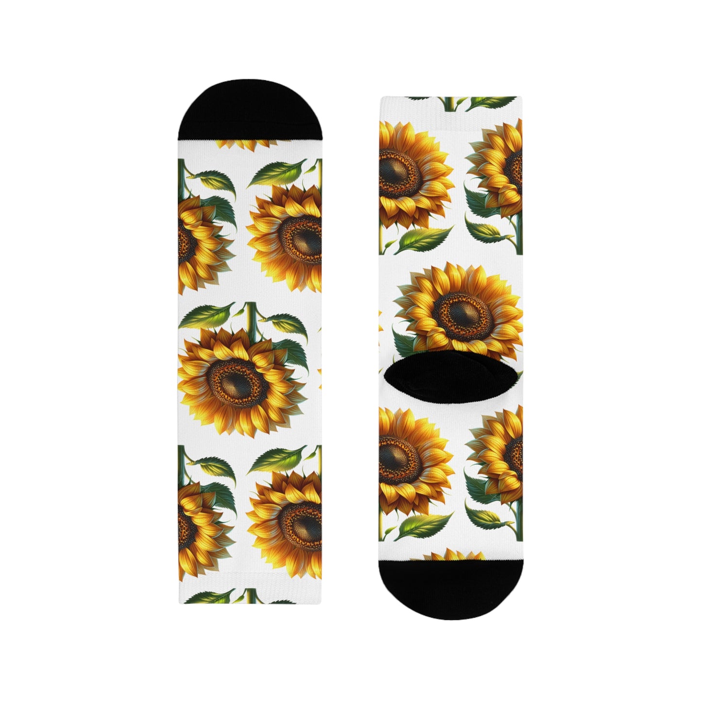 Sunflower Crew Socks, Floral Garden Footwear, Nature Lover Gift, Botanical Print Stockings, Plant Lover Apparel