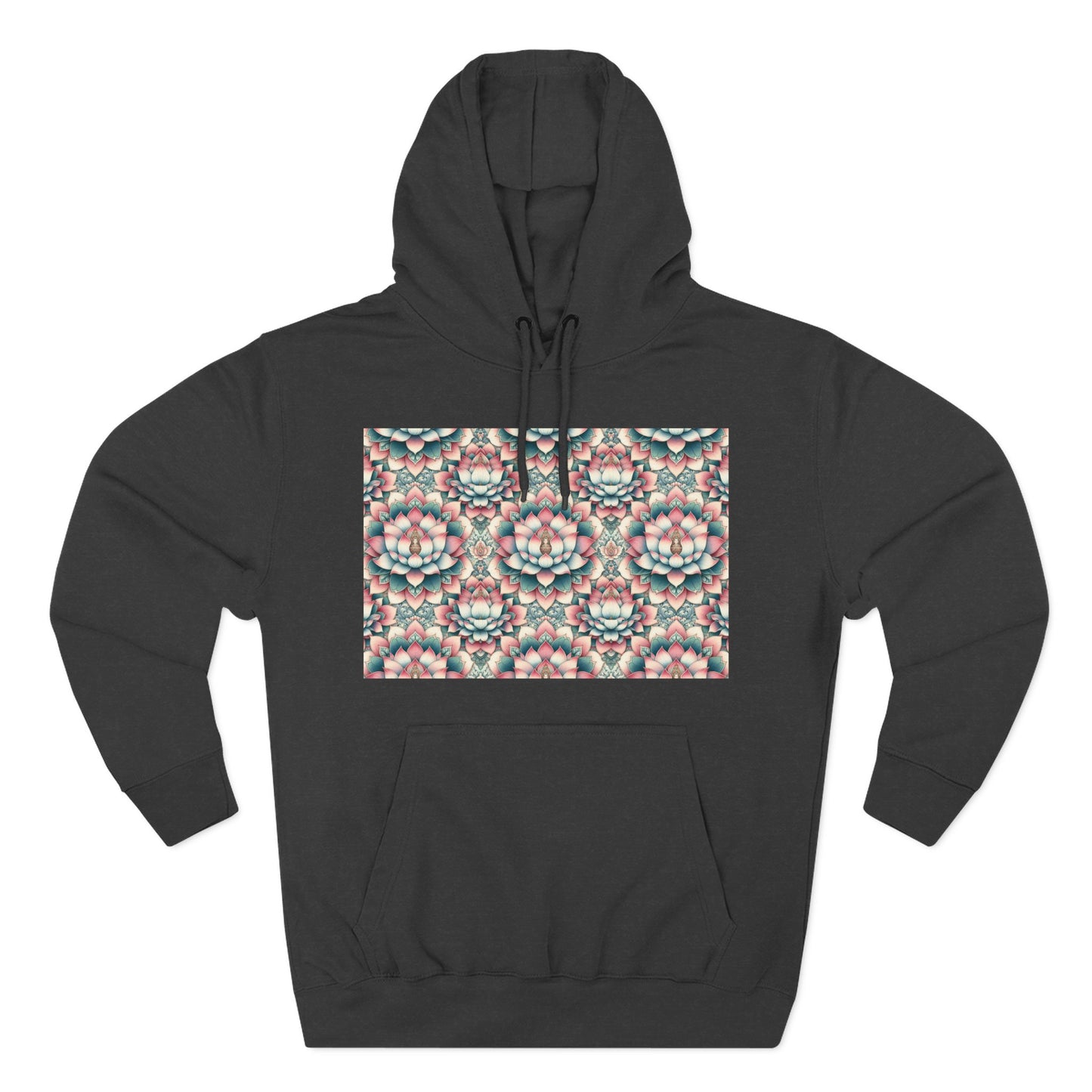 Fleece Hoodie with Lotus Flower Design