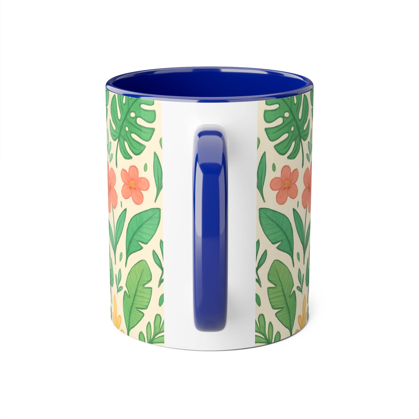 Tropical Pattern Accent Mug, Exotic Drinkware for Coffee Lovers, Floral Ceramic Cup, Summer Vibes Tea Mug, Island Decor Kitchen Accessories,