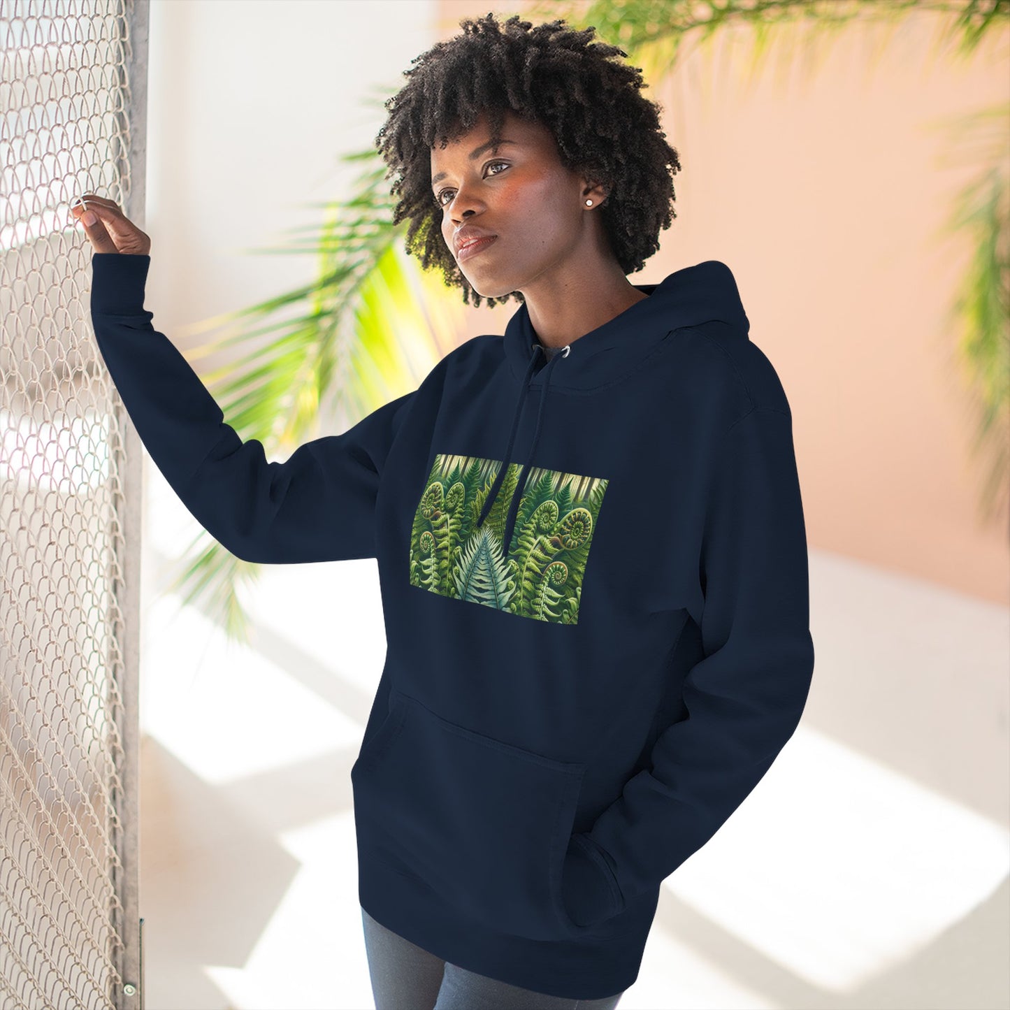 Nature-Inspired Three-Panel Fleece Hoodie for Outdoor Enthusiasts