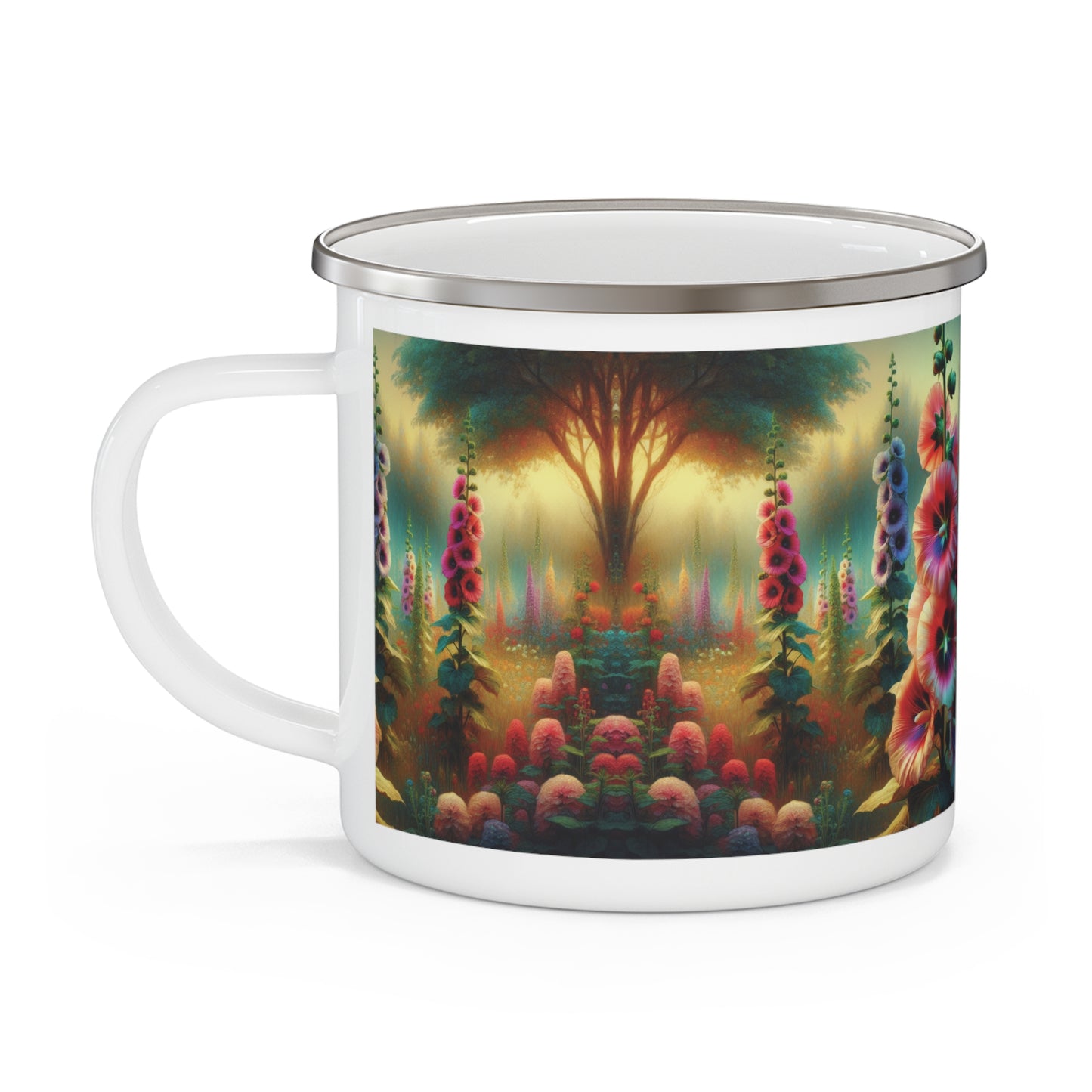 Camping Mug - Hollyhocks Design