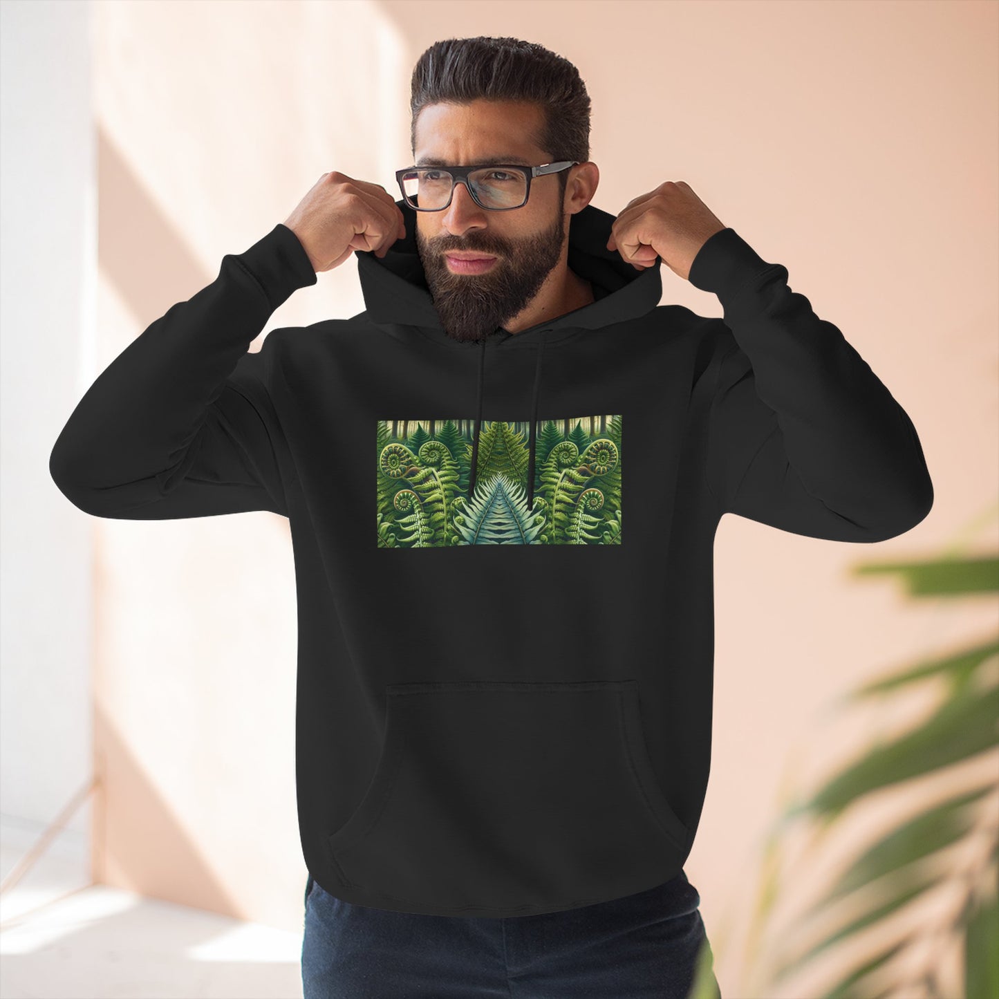 Nature-Inspired Three-Panel Fleece Hoodie for Outdoor Enthusiasts