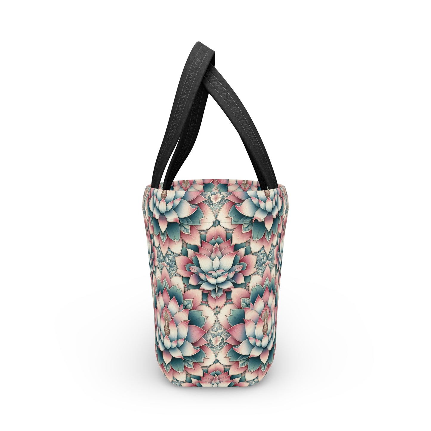Lunch Bag - Lotus Flower Pattern Insulated Tote for Nature Lovers