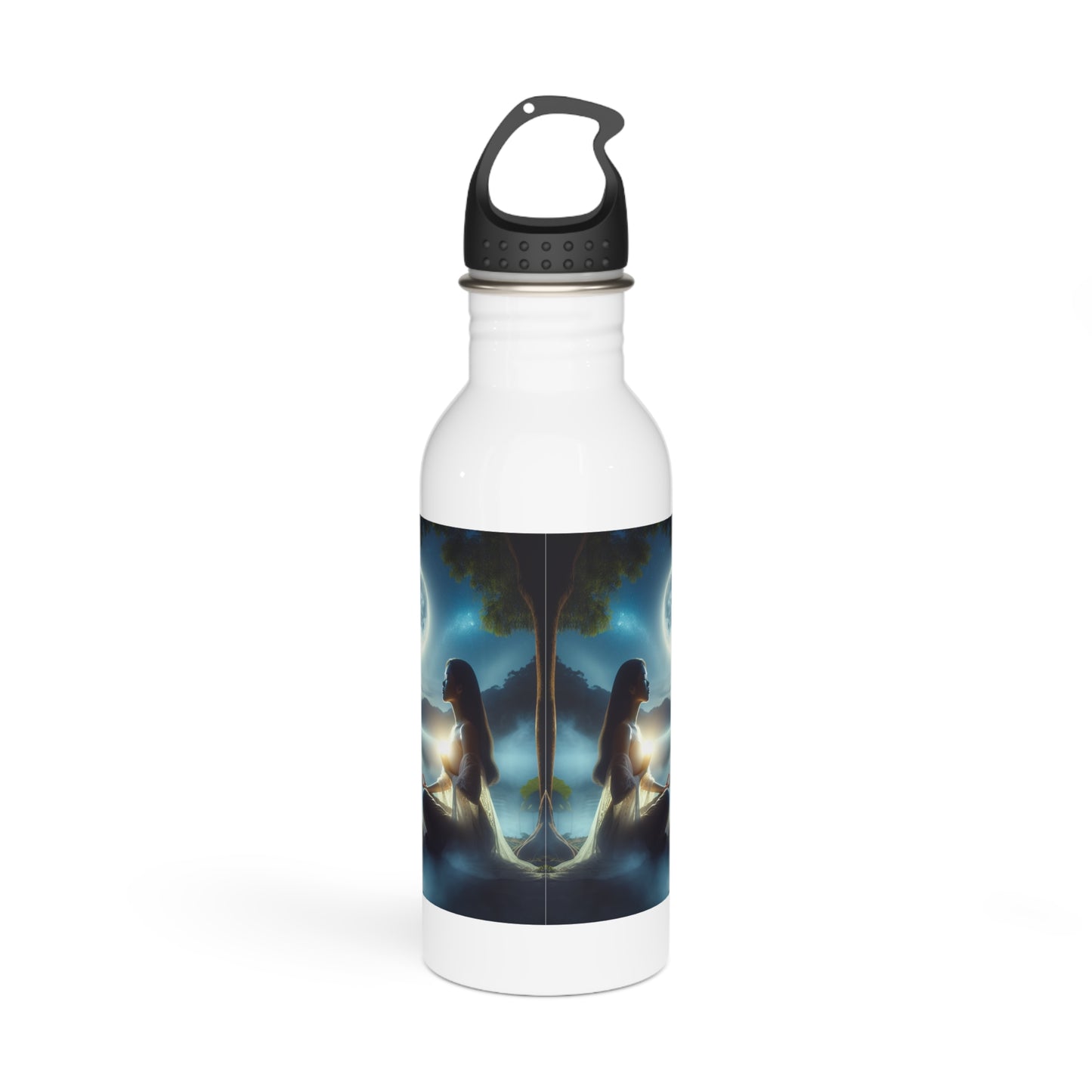 Serene Moonlight Stainless Steel Water Bottle - Reusable Hydration Flask, Insulated Metal Drinkware for Yoga Enthusiasts,
