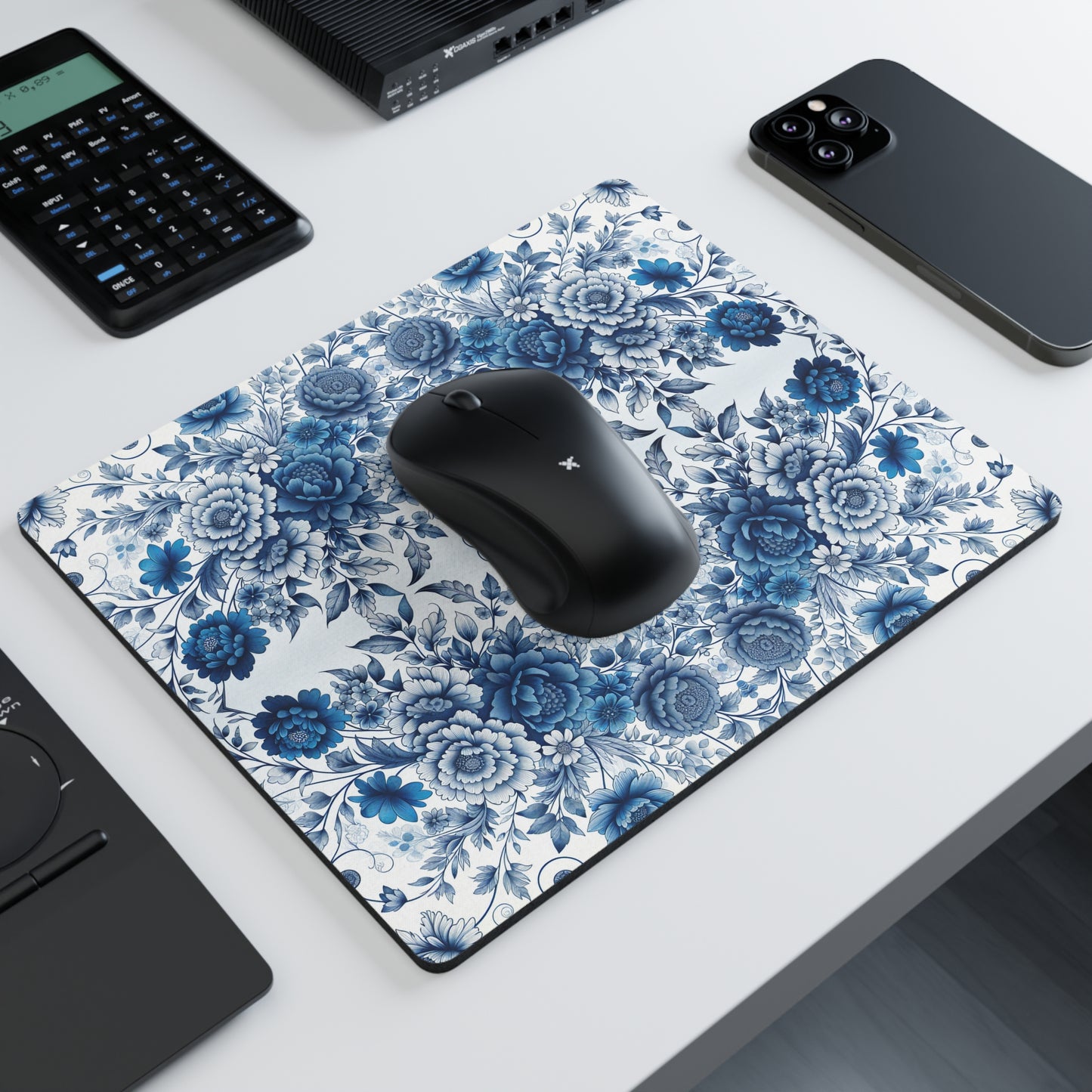 Mouse Pad - Blue Floral Design