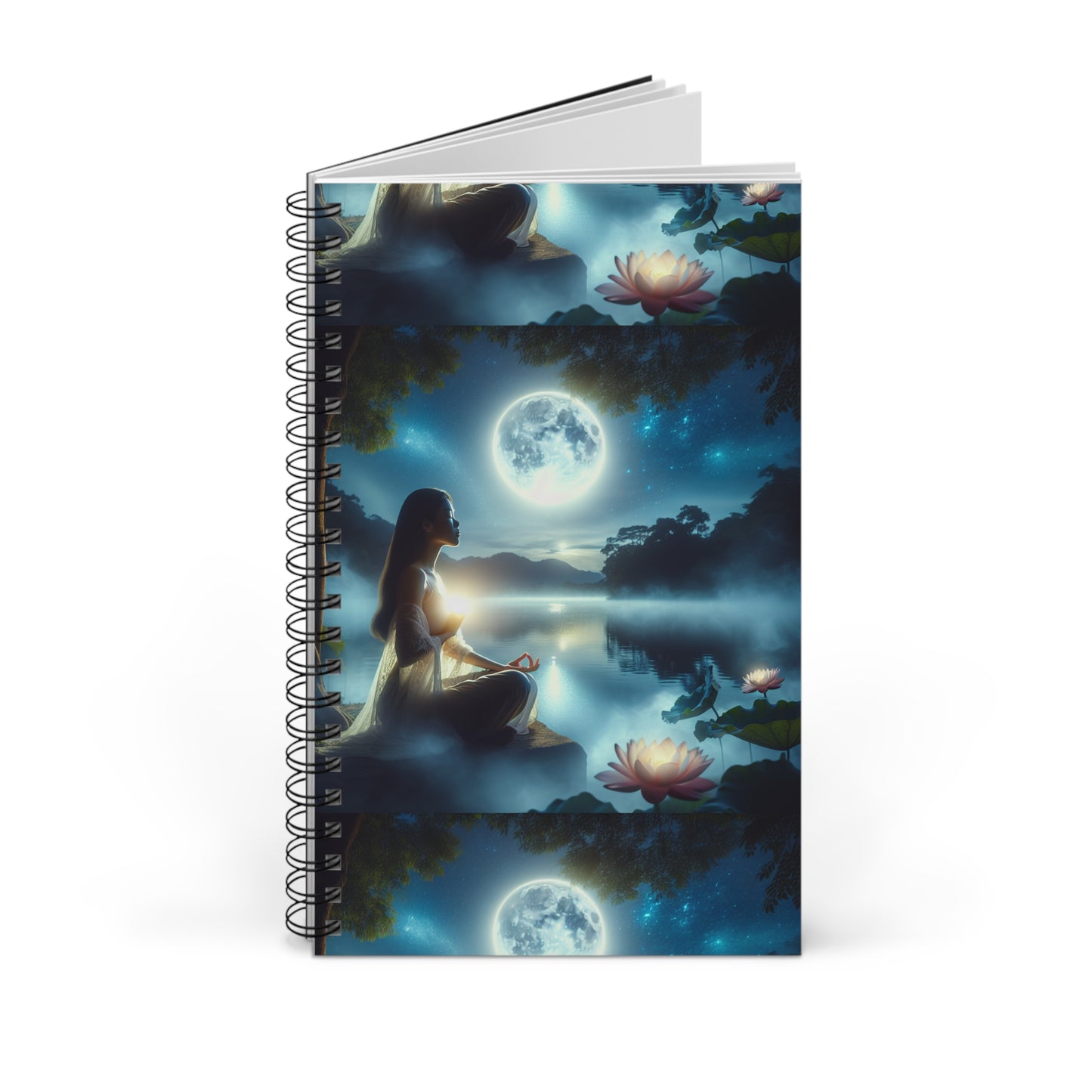 Spiral Journal, Serene Moonlight Notebook, Moon Phase Diary, Celestial Writing Journal, Lunar Sketchbook, Night Sky Planner, Moonlit Bullet