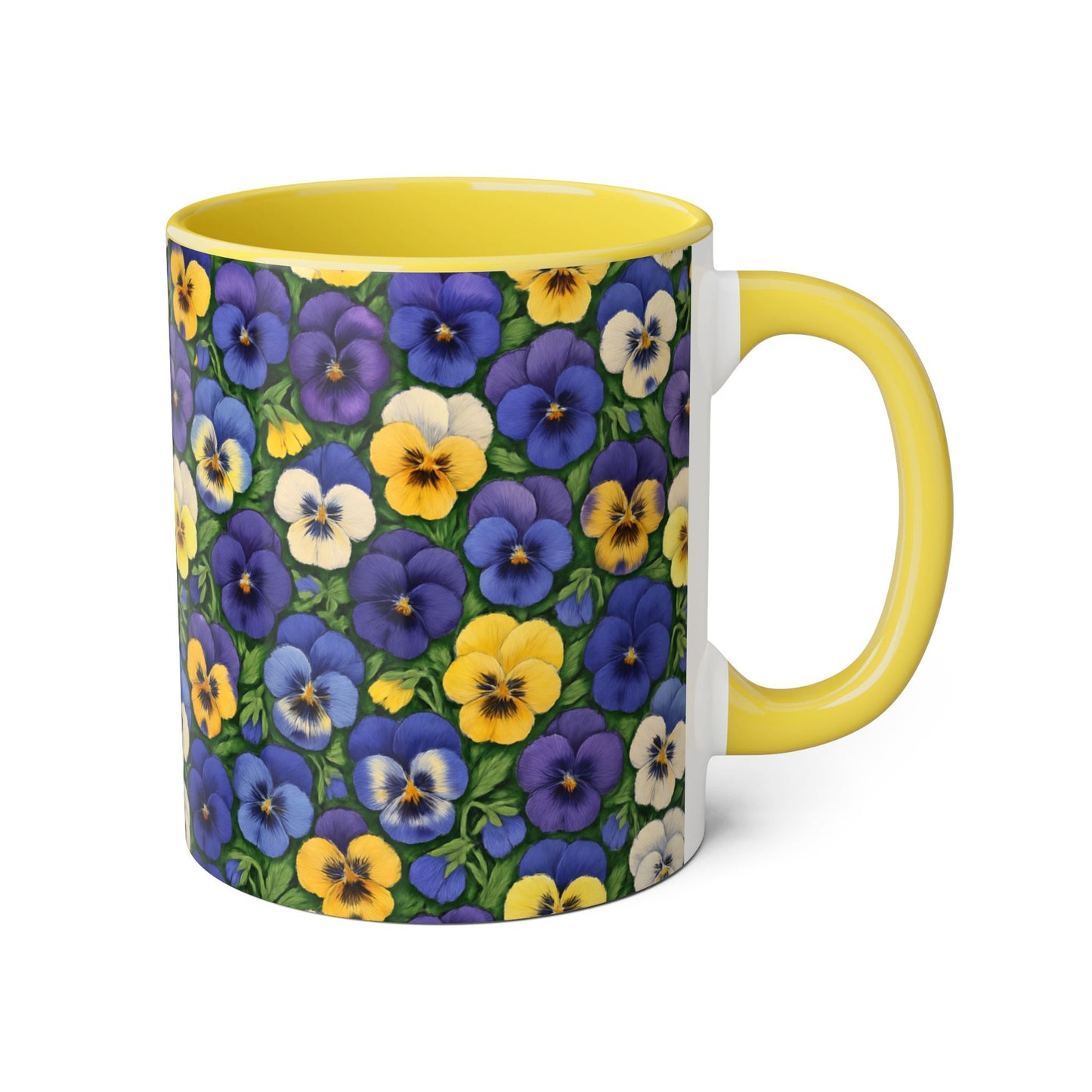 Pansy Pattern Accent Mug, Floral Coffee Cup, Tea Mug, Flower Design, Gardener Gift, Spring Decor, Mother's Day Present