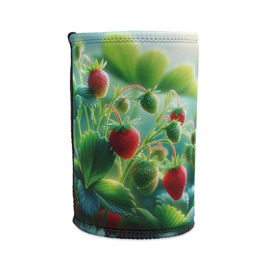 Strawberry Stubby Cooler -  Fruit themed beverage holder, Can Coozie, Drink