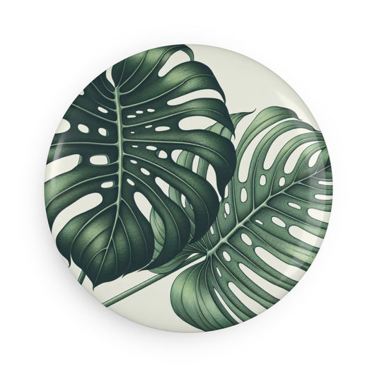 Tropical Leaves Button Magnet - Round Home Decor Accent