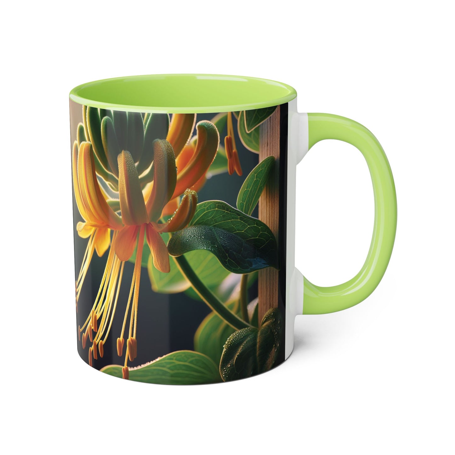 Honeysuckle Accent Mug, Floral Coffee Cup for Garden Lovers, Botanical Tea Mug Decor, Gift for Nature Enthusiasts, Mother's Day Present,
